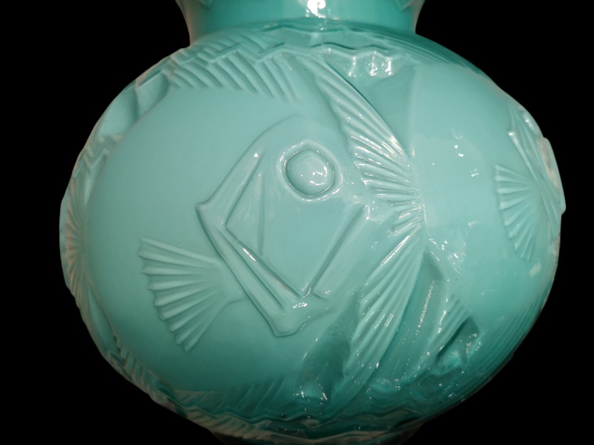 Pierre d'Avesn, Grand Vase Aux Poissons, Art Déco 1930-photo-4