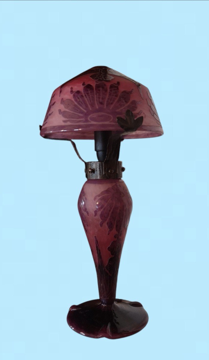 Schneider, Le Verre Français, Lampe Dahlias,  Art Déco 1928-photo-3