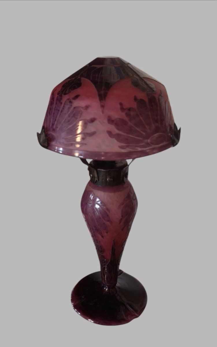 Schneider, Le Verre Français, Lampe Dahlias,  Art Déco 1928-photo-4