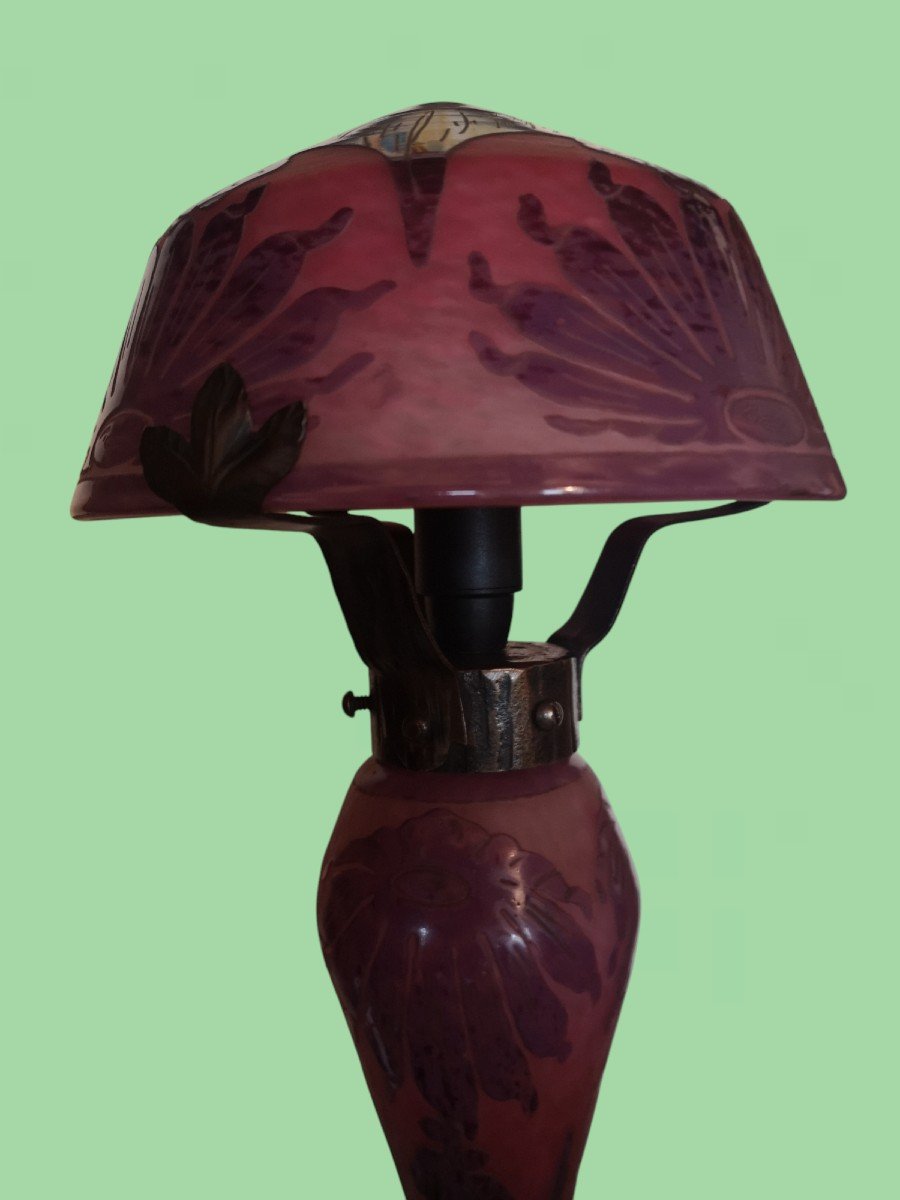 Schneider, Le Verre Français, Lampe Dahlias,  Art Déco 1928-photo-1