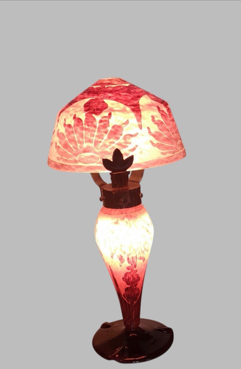 Schneider, Le Verre Français, Lampe Dahlias,  Art Déco 1928-photo-2