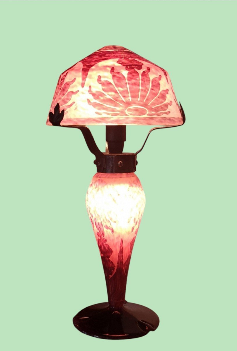 Schneider, Le Verre Français, Lampe Dahlias,  Art Déco 1928-photo-3