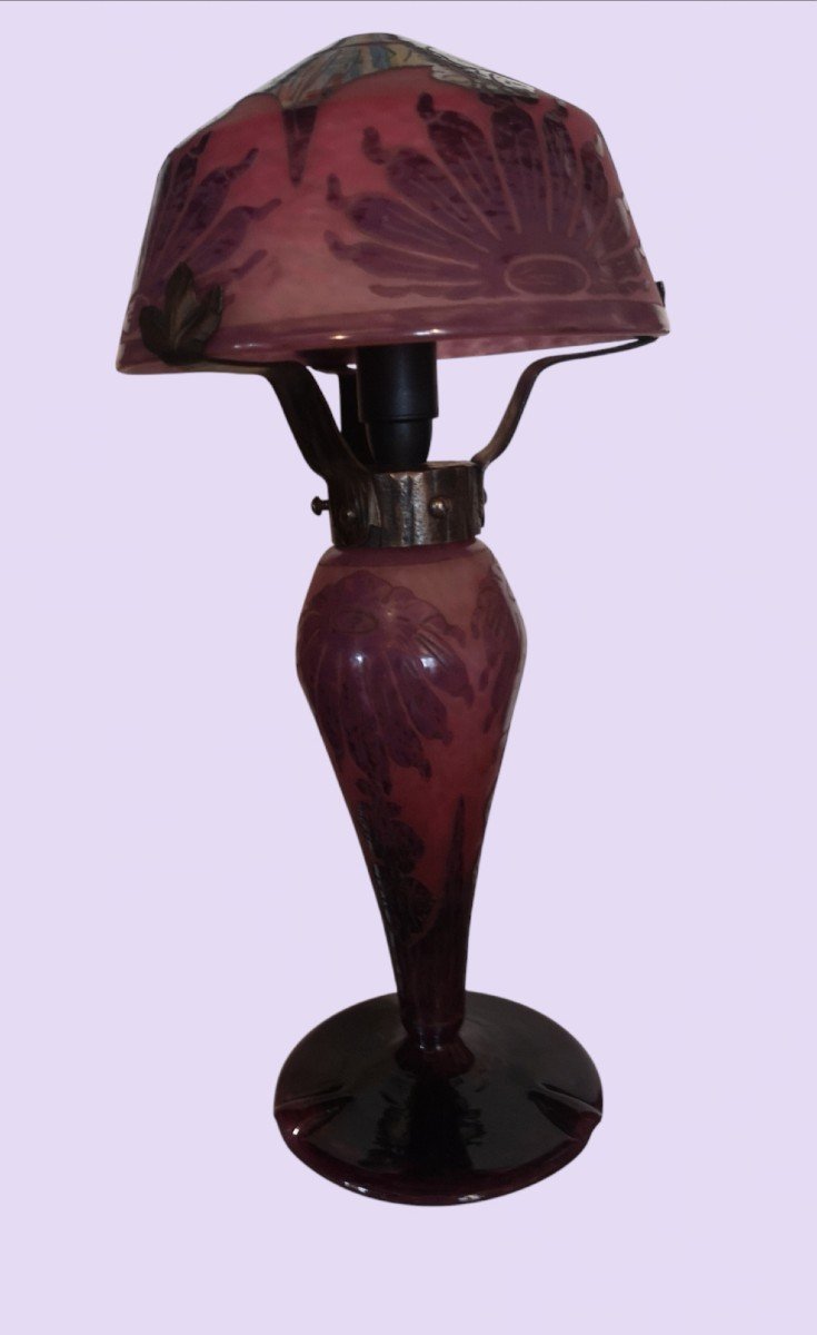 Schneider, Le Verre Français, Lampe Dahlias,  Art Déco 1928-photo-5