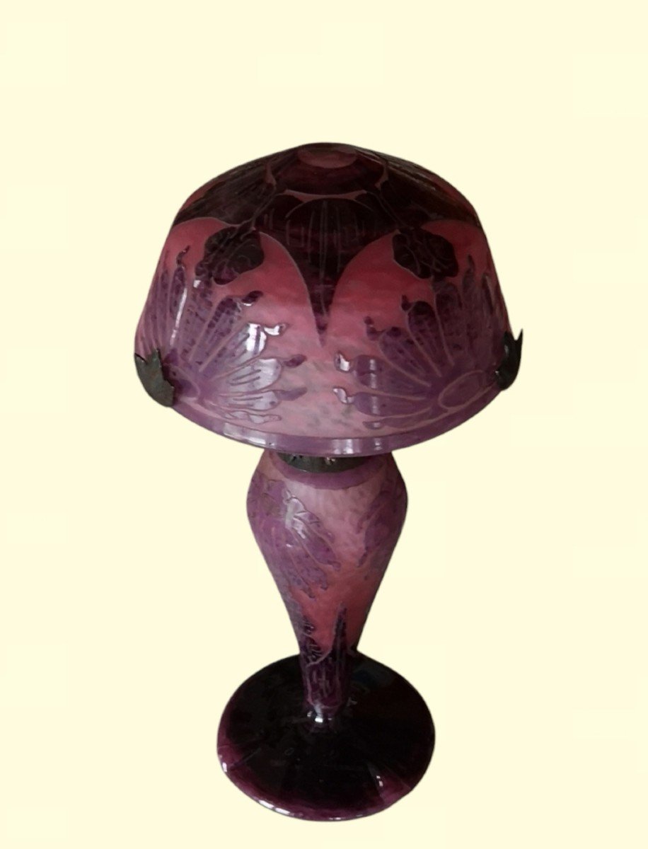 Schneider, Le Verre Français, Lampe Dahlias,  Art Déco 1928-photo-8