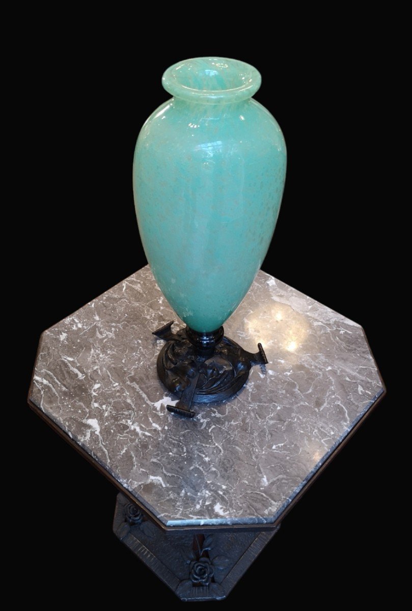 Schneider Le Verre Français Vase Vert Jade 47 Cm-photo-2