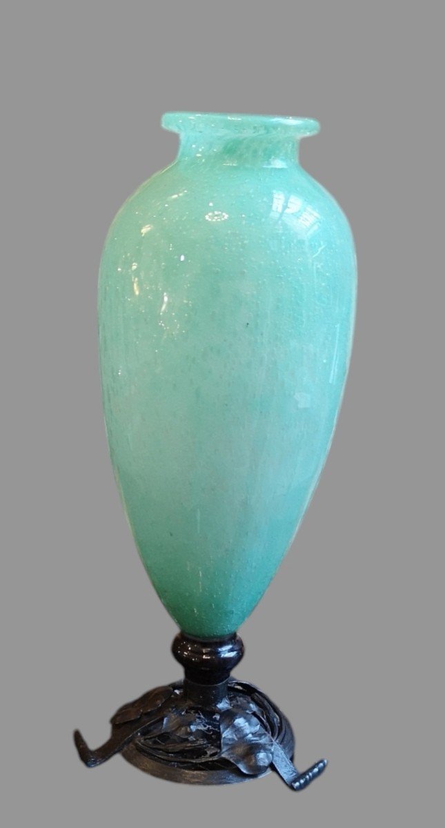 Schneider Le Verre Français Vase Vert Jade 47 Cm-photo-1