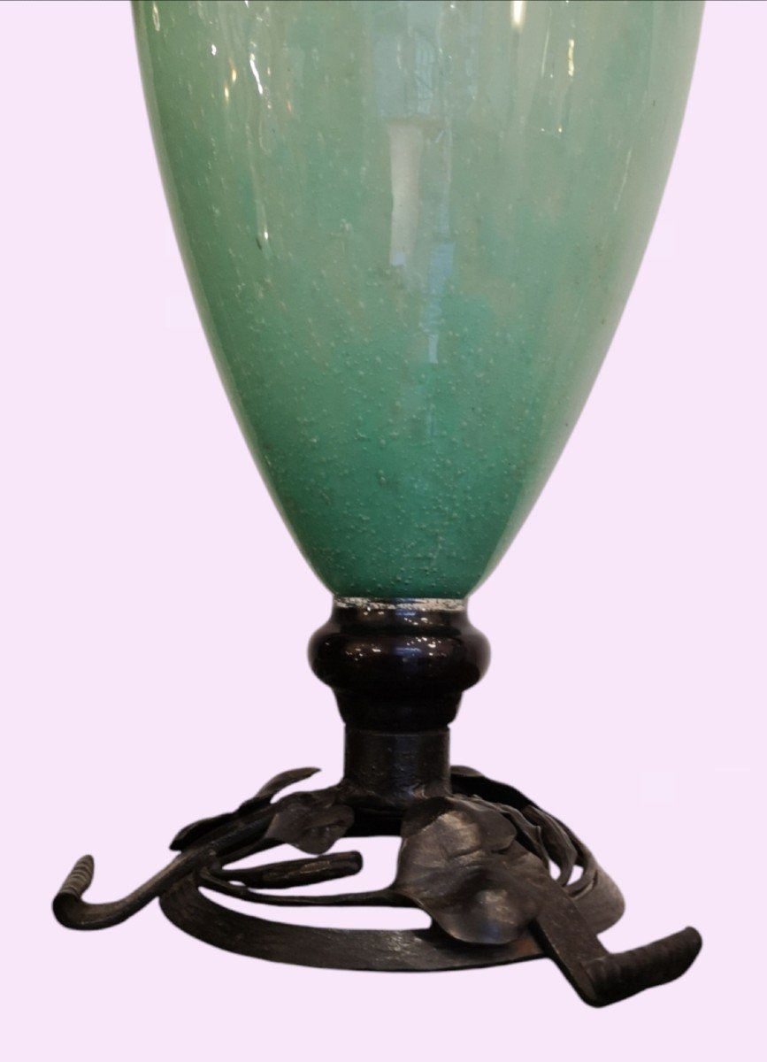 Schneider Le Verre Français Vase Vert Jade 47 Cm-photo-4