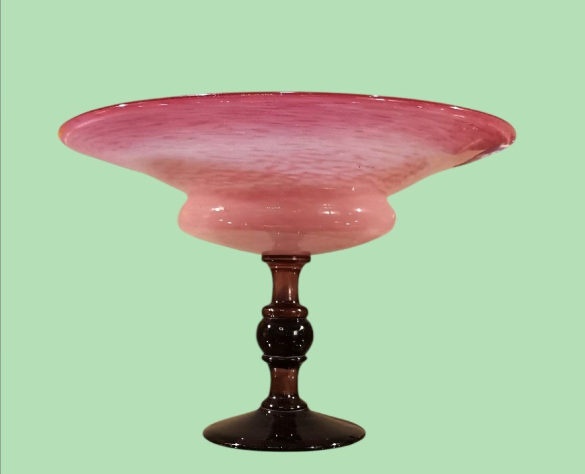 Schneider, Le Verre Français Coupe Bijou En Verre Poudré Rose Art Déco-photo-3