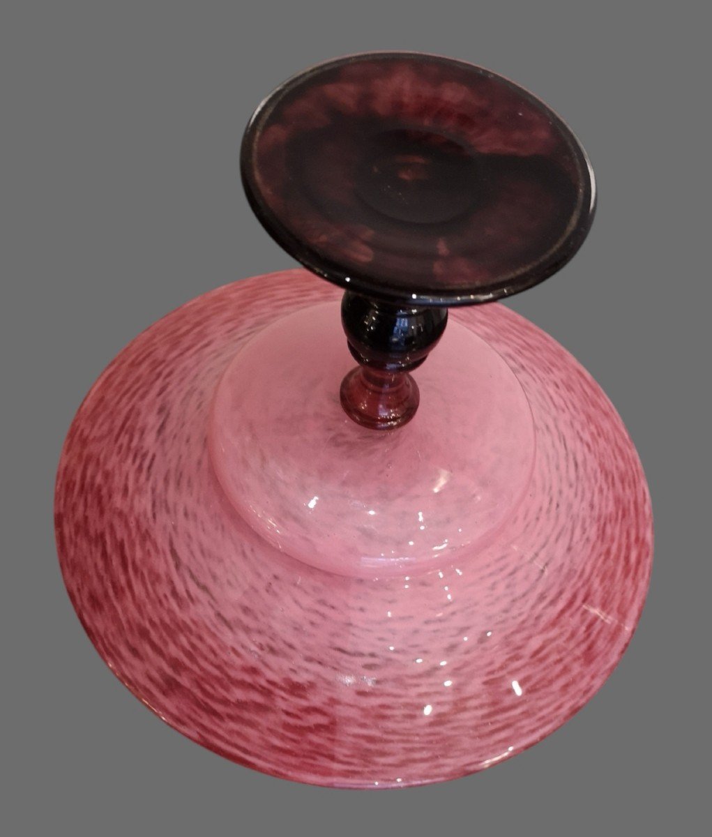 Schneider, Le Verre Français Coupe Bijou En Verre Poudré Rose Art Déco-photo-4