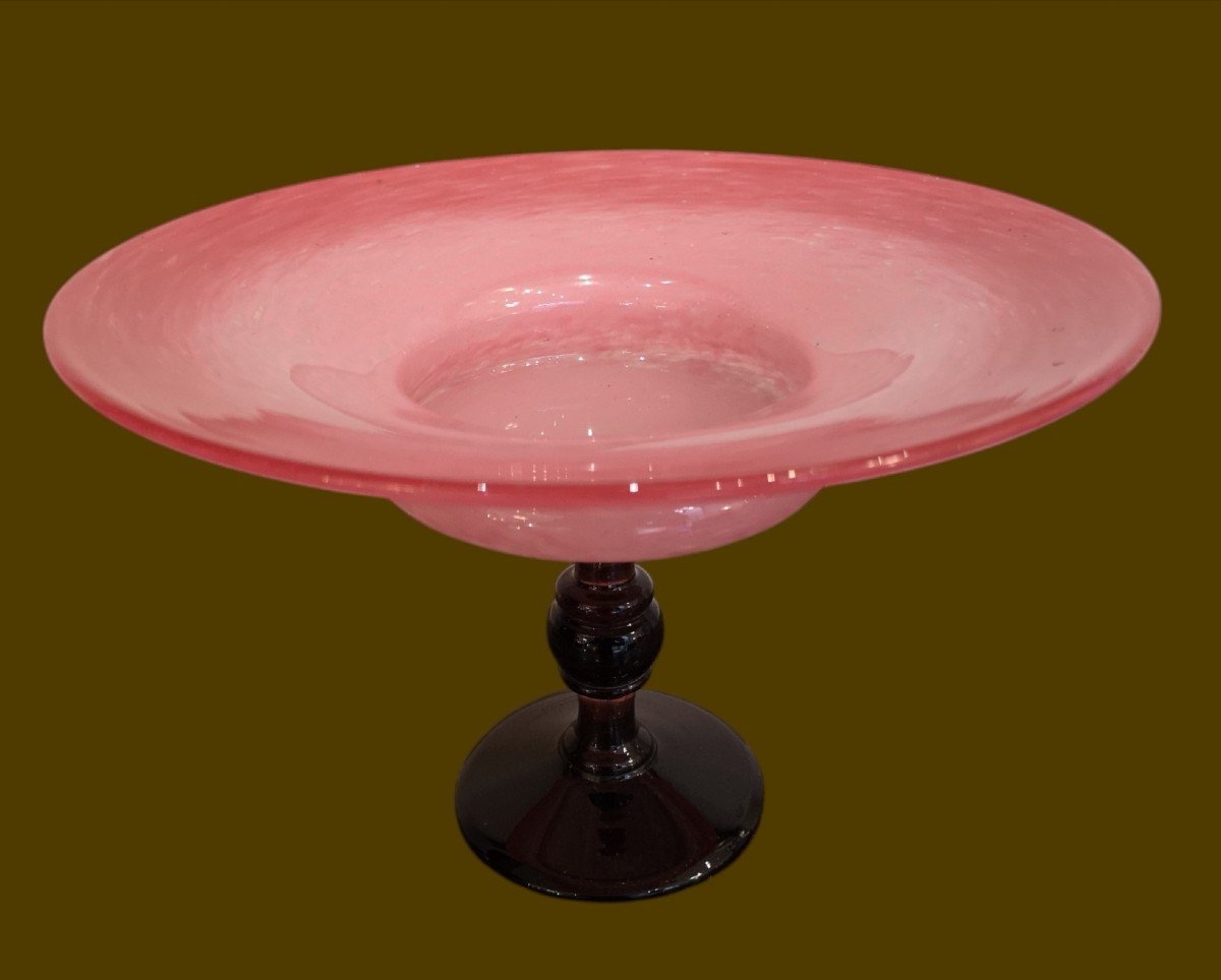 Schneider, Le Verre Français Coupe Bijou En Verre Poudré Rose Art Déco-photo-6