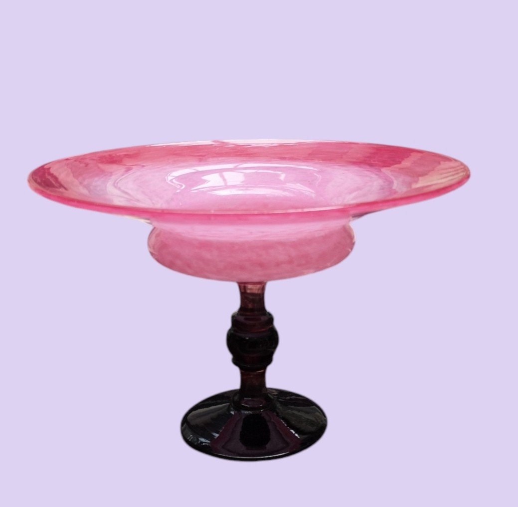 Schneider, Le Verre Français Coupe Bijou En Verre Poudré Rose Art Déco-photo-8