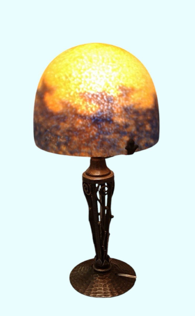 Degué Art Deco Wrought Iron Lamp 1930-photo-3