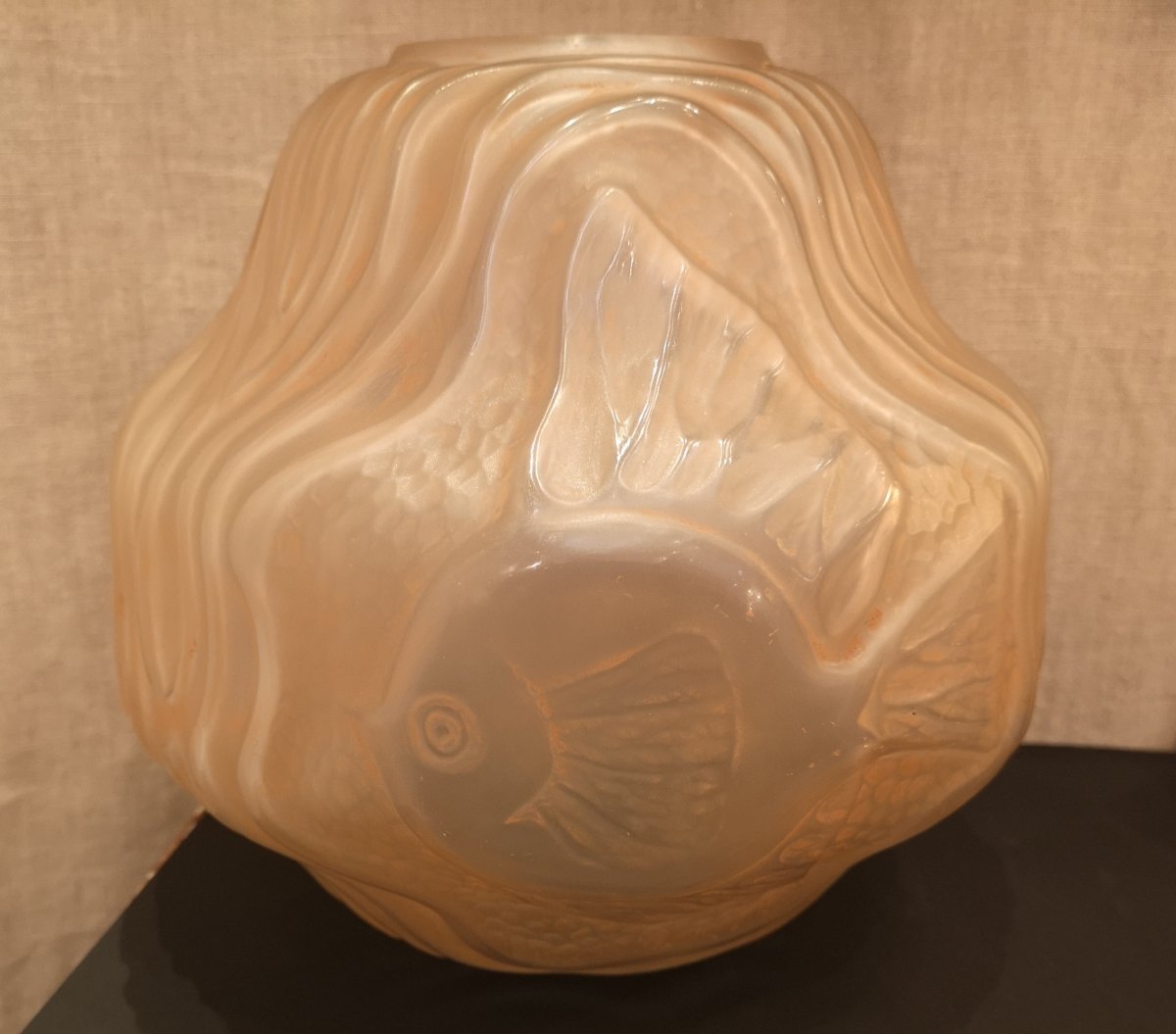 André Hunebelle, rare vase Poissons, Art déco 1930-photo-2