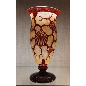 French Glass, Schneider, Spruce Decor Vase, 1924-1927