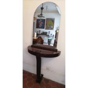 Console And Its Art Deco Mirror 1930 In Rosewood