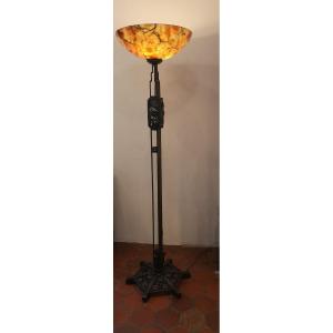 Art Deco Wrought Iron Floor Lamp By Marcel Bergue