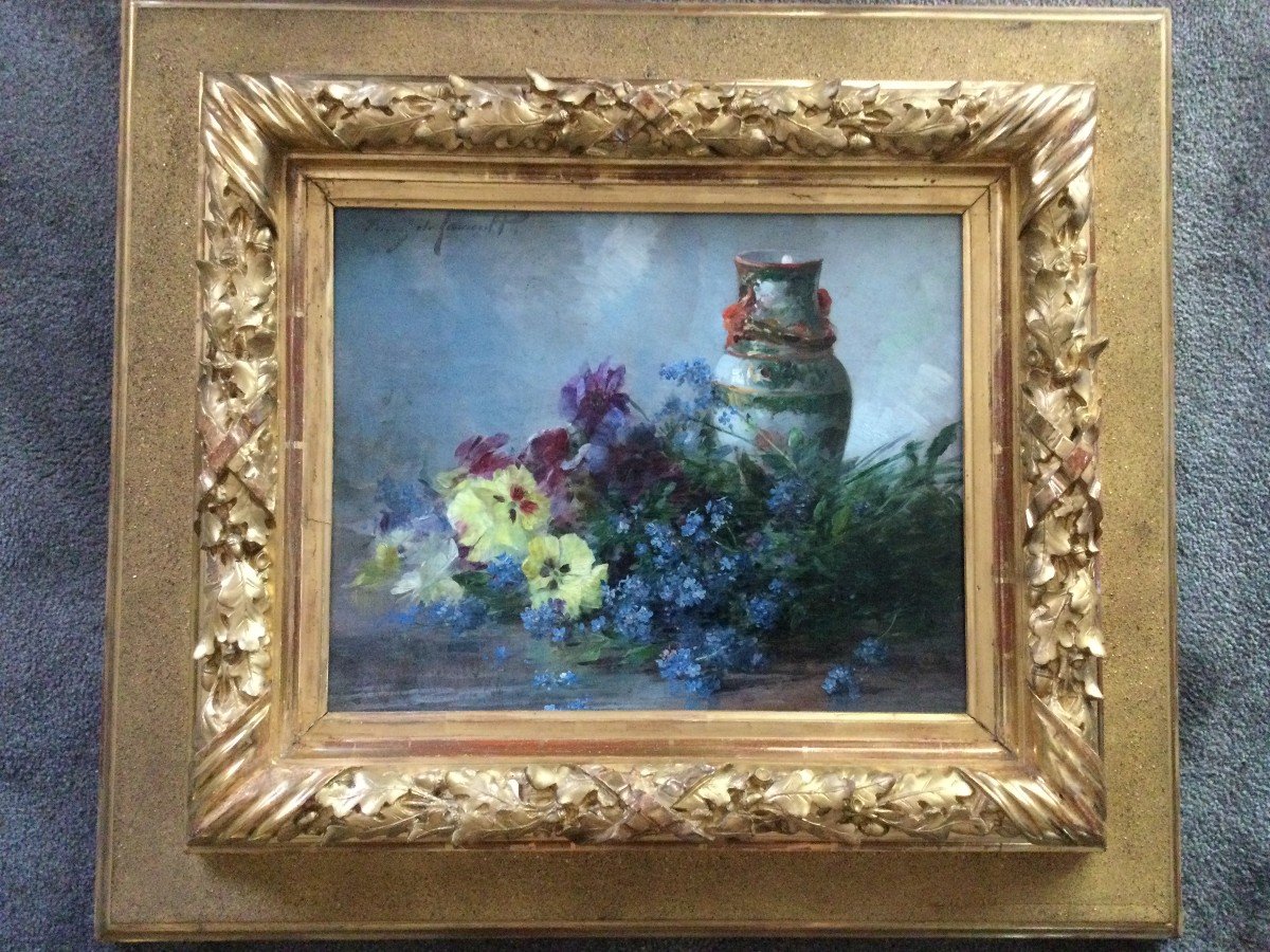 Furcy De Lavau Flowers And Vase Framed