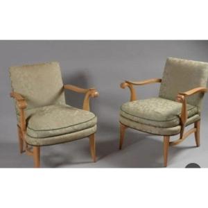 Pair Of Living Room Armchairs Circa 1940