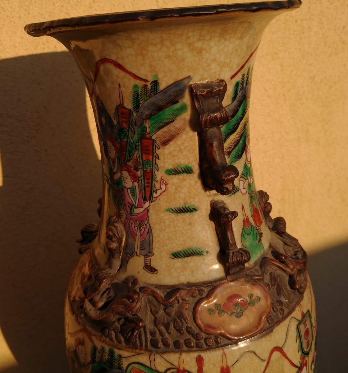 Nankin - Chine - Grand  Vase En Porcelaine - Fin Du XIX-photo-3