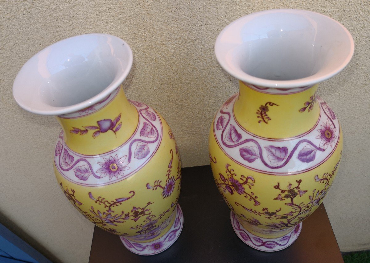 Chine - Paire De  Vases En Porcelaine Fine- XX-photo-6