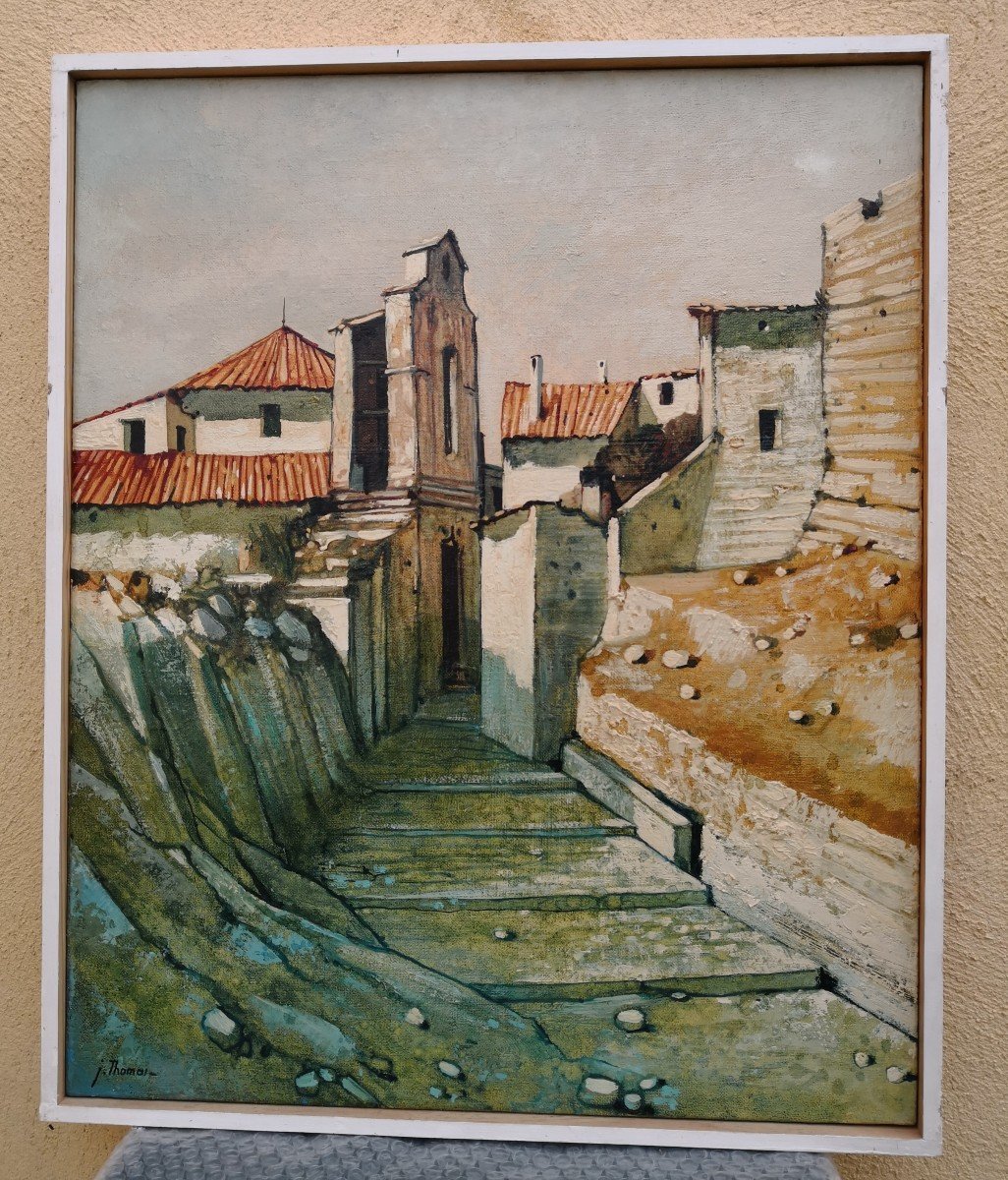 Jean Thomas (1923-2019) Oil On Canvas - "old Ramparts In Ubeda"