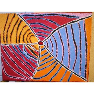 Liddy Walker Napanangka - Artiste Aborigène -  Intitulée "Napanangka - Rêve du Cornouiller"