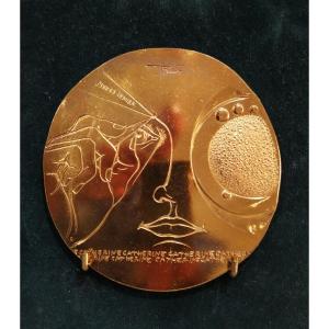 Pierre-yves Trémois (1921-2020) - Gilt Bronze Medal - Entitled "composition With The Eye"