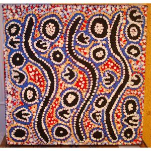 Bessie Nakamarra Sims  (1932-2012) Artiste Aborigène - Intitulé "l'opossum à Queue En Brosse"