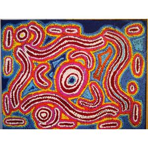 Bessie Nakamarra Sims  (1932-2012) Artiste Aborigène - Intitulé "Rêve de la Fourmi Volante"