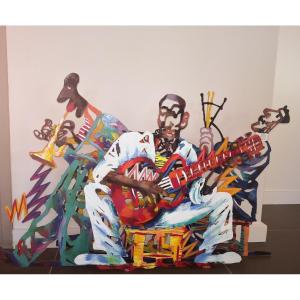 David Gerstein (né En 1944) - Artiste Israélien - Composition Murale "Jazz Band" édition Num.