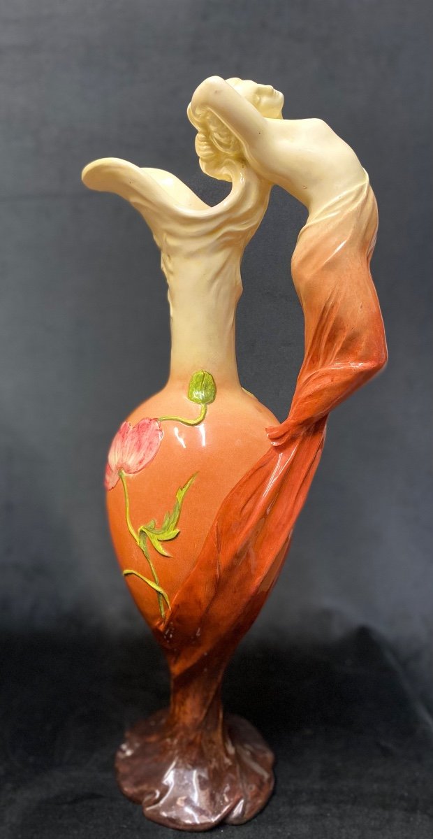 Delphin Massier, vase et aiguières Art-nouveau en barbotine -photo-3