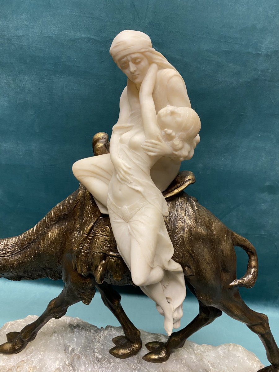 Orientalist Bronze And Alabaster Sculpture By Siccardi-photo-2