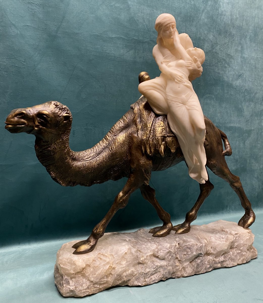 Orientalist Bronze And Alabaster Sculpture By Siccardi-photo-3