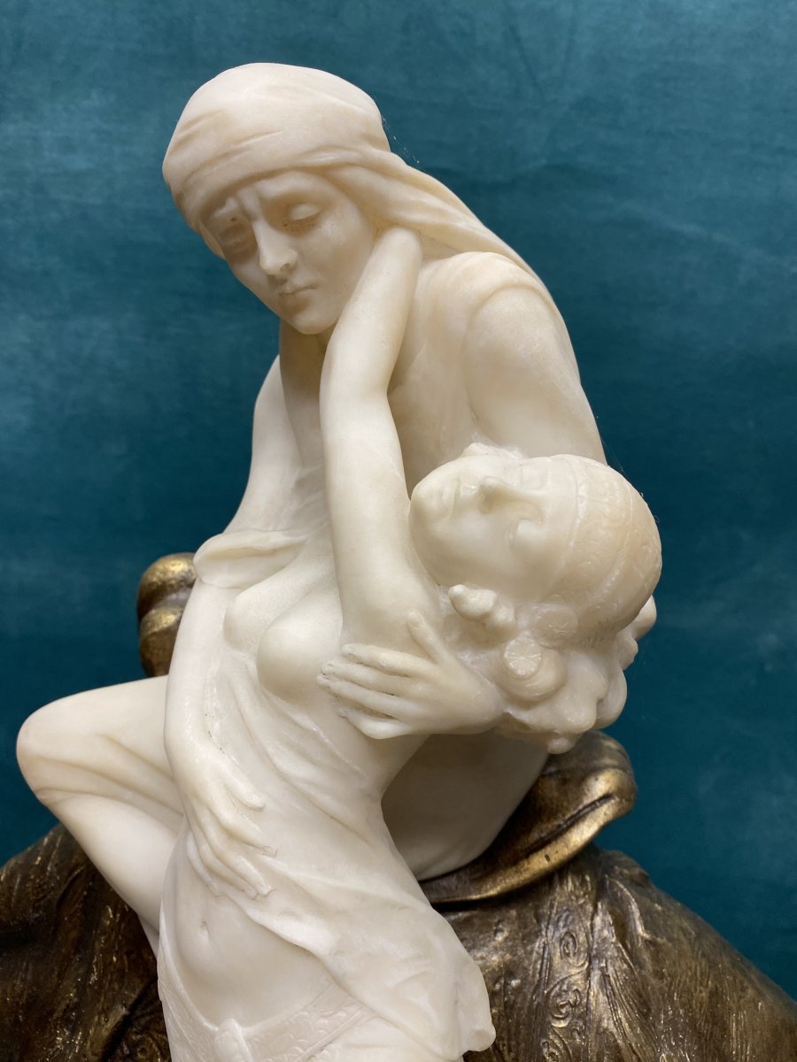 Orientalist Bronze And Alabaster Sculpture By Siccardi-photo-4