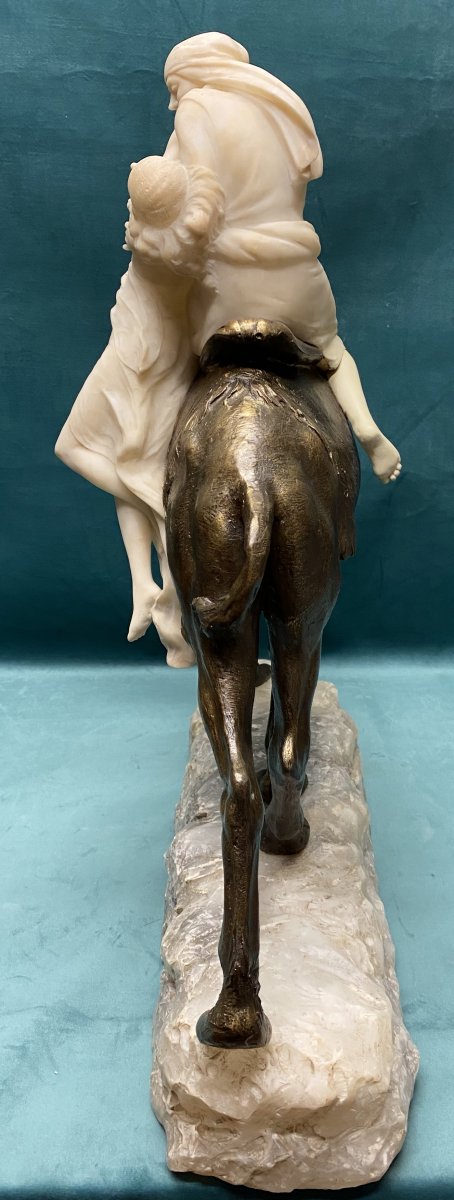 Orientalist Bronze And Alabaster Sculpture By Siccardi-photo-3