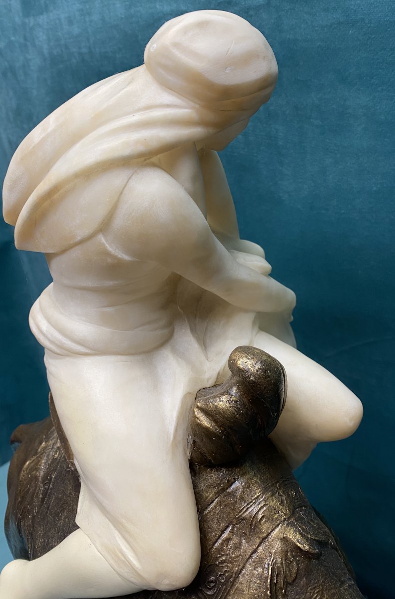 Orientalist Bronze And Alabaster Sculpture By Siccardi-photo-5