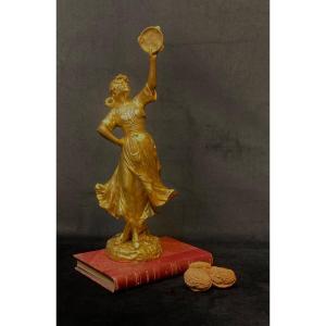 Bronze doré « danseuse au tambourin » de Joseph d'Aste