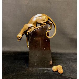 Panthère en bronze Art-déco
