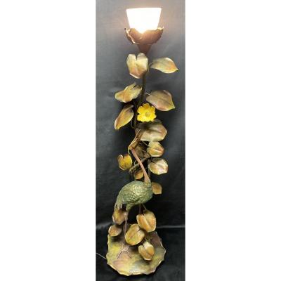 Lampe en bronze  “ échassier ” Art- Nouveau 