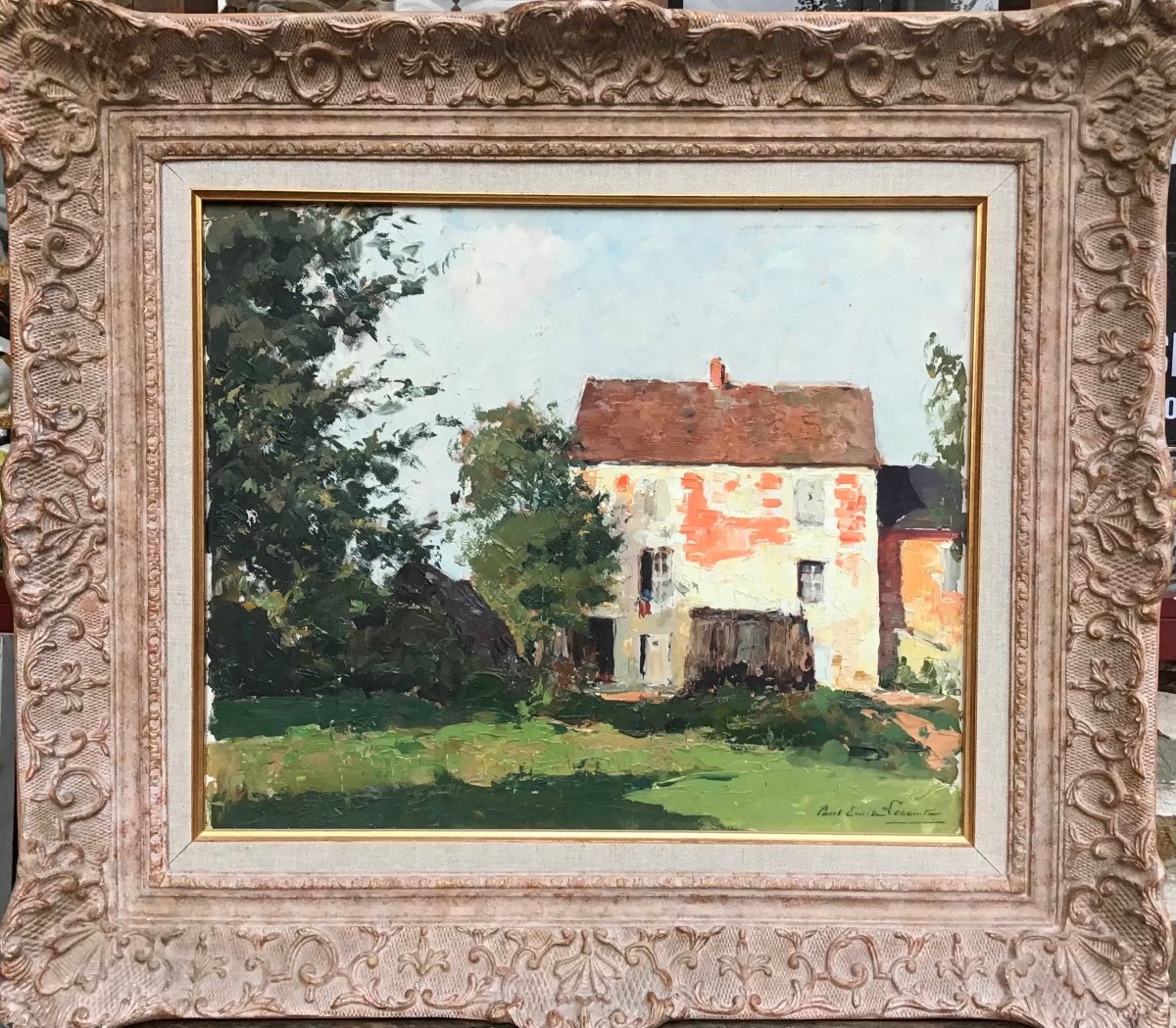 Paul émile Leconte, House In Avoisne, Oil On Wood