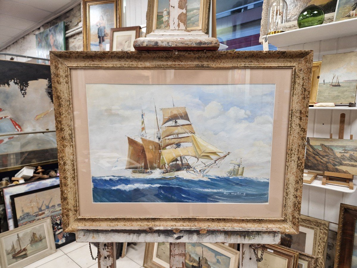 Newfoundland Schooner Father Pierre On The Banks Of Newfoundland By Roger Chapelet -photo-3