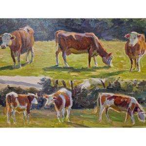 Vaches Au Près De Charles Wislin 