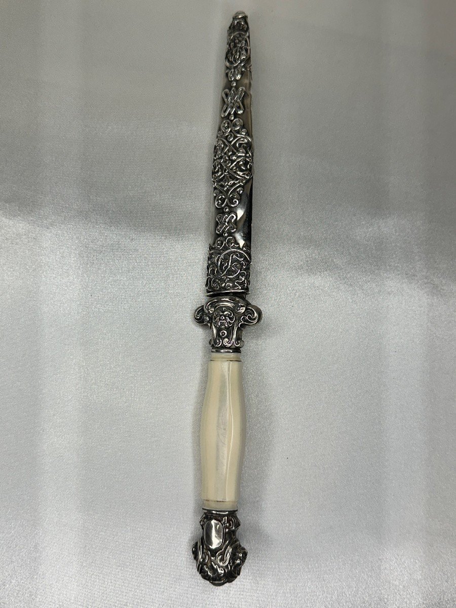 Romantic Napoleon III Dagger - 19th Century - Silver Steel -photo-1