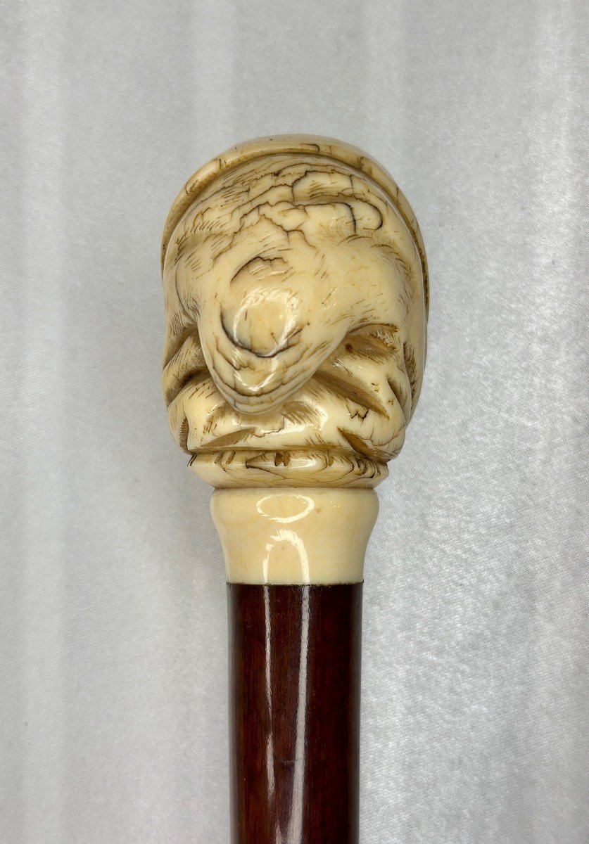 Cane Representing A Monk's Head, Louis-philippe Period, 19th Century - Ivory Amourette Wood-photo-3