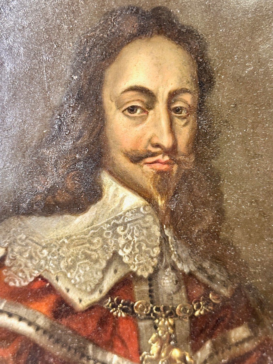 Portrait Sur Cuivre De Charles Ier, Roi d'Angleterre – XVIIe Siècle-photo-3