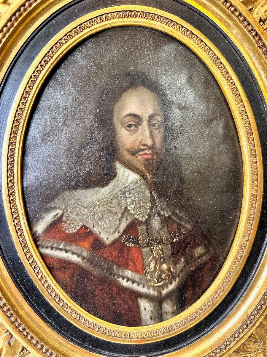 Portrait Sur Cuivre De Charles Ier, Roi d'Angleterre – XVIIe Siècle-photo-1