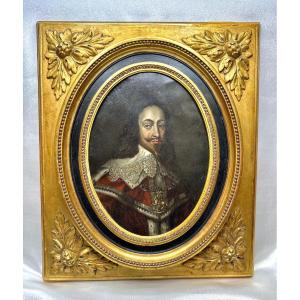 Portrait Sur Cuivre De Charles Ier, Roi d'Angleterre – XVIIe Siècle