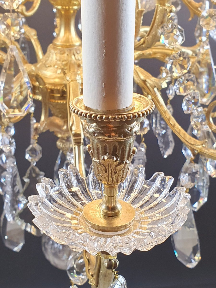 Large Napoleon III Chandelier In Gilt Bronze And Crystal - 24 Lights-photo-4