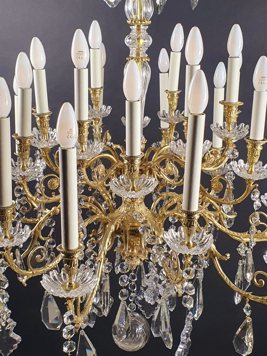 Large Napoleon III Chandelier In Gilt Bronze And Crystal - 24 Lights-photo-1