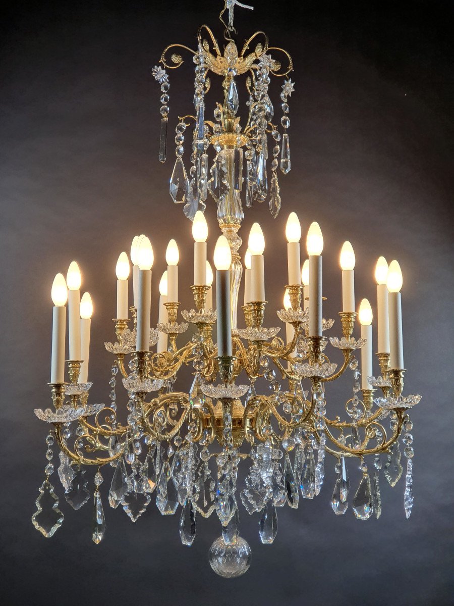 Large Napoleon III Chandelier In Gilt Bronze And Crystal - 24 Lights-photo-6